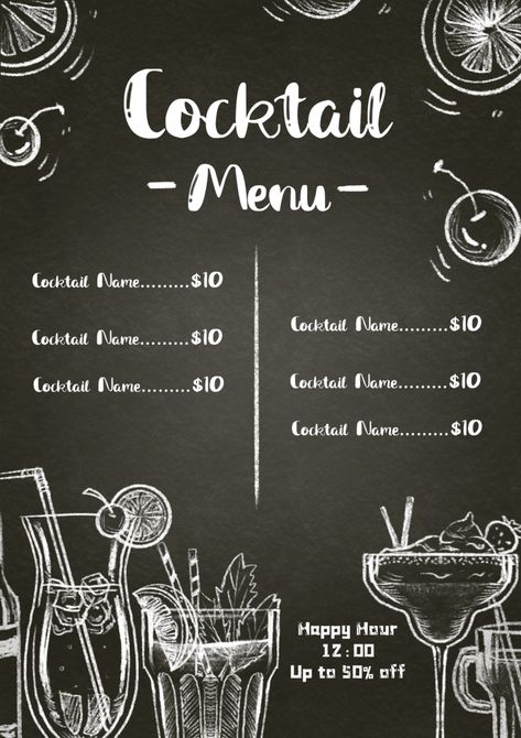 Cartoon black and white bar restaurant cocktail menu#pikbest#templates Menu Black And White, French Restaurant Menu, Black And White Bar, Food Festival Poster, Blackboard Menu, Cartoon Black And White, Cocktail Bar Design, Menu Board Design, Cocktail Names