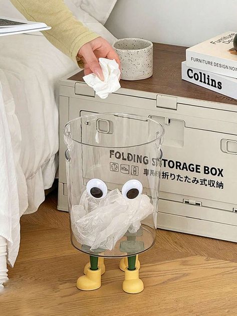 Batteries Included:No \nColor:Clear \nPower Supply:None \nMaterial:PMMA \n Cute Trash Cans For Bedroom, Trash Can Bedroom Ideas, Fun Trash Can, Bedroom Garbage Can, Room Decor Kidcore, Unusual Home Decor Ideas, Funny Bedroom Decor, Silly Home Decor, Weird Apartment Decor