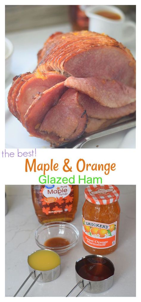 This spiced Maple and Orange Glazed Ham is perfect for the holidays. The orange marmalade and maple syrup are the perfect complements to any ham dish. I think it would be a wonderful sauce for Pork Tenderloin, Chicken, Seafood, and so much more. Easy to make! www.kidfriendlythingstodo.com Orange Marmalade Ham Glaze, Ham Dipping Sauce, Orange Marmalade Glazed Ham, Marmalade Glazed Ham, Sauce For Pork Tenderloin, Maple Glazed Ham Recipes, Sauce For Pork, Maple Ham, Orange Glazed Ham