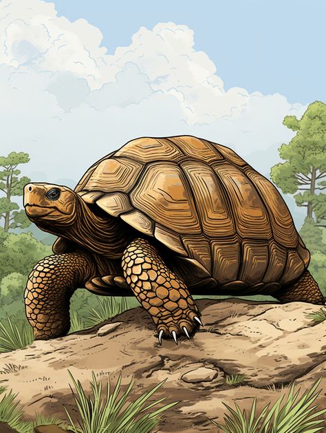 Cute Tortoise Cartoon, Desert Tortoise Drawing, Drawing A Turtle, Tortoise Sketch, Tortoise Painting, Tortoise Illustration, Elephant Art Drawing, Land Turtle, Tortoise Art