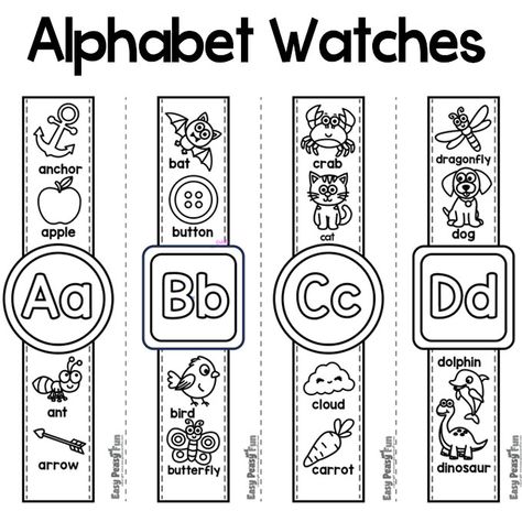 Alphabet Day At School, Itsy Bitsy Books Free Printable, T Is For Worksheet, Alphabet Watches Free Printable, Abc Recognition Activities Preschool, Letter Identification Preschool, Alphabet Animals Printables, Fun Preschool Learning Activities, Learning The Alphabet Activities