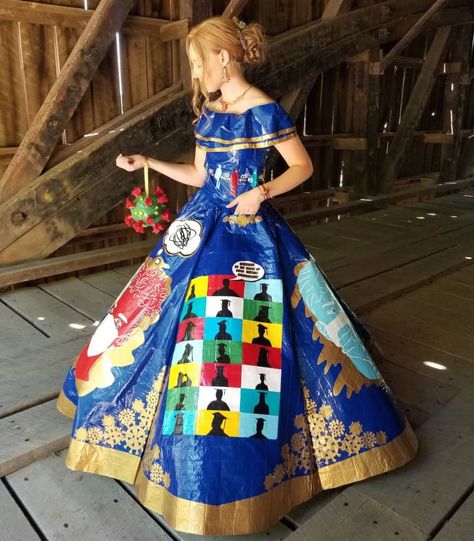 Duck Tape Dress, Duct Tape Prom Dress, Duct Tape Dress, Themed Prom Dresses, Birthday Gifts For Teens, Duck Tape, Dress Out, Diy Life Hacks, Duct Tape