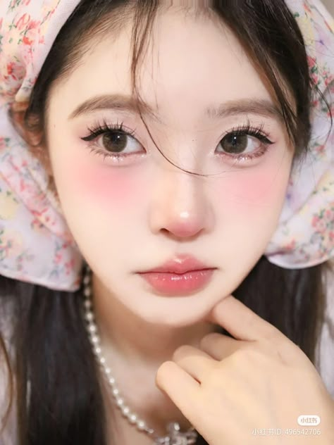 Pink Douyin Makeup, Kawaii Makeup Aesthetic, Igari Makeup, Soft Makeup Looks, Kawaii Makeup, Korean Eye Makeup, Pretty Makeup Looks, Ulzzang Makeup, Face Makeup Tutorial