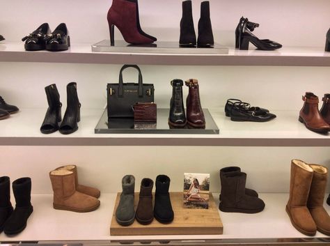 Boots and UGG display in Kurt Geiger's Manchester Boutique store. My VM work. Ugg Store, Boutique Store, Boutique Stores, Store Display, Kurt Geiger, Visual Merchandising, My Images, Manchester, Boutique