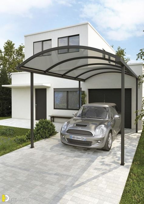 Carport Aluminium, Car Porch Design, Building A Carport, Modern Carport, Car Shed, Car Porch, Pergola Carport, Garage Roof, Car Shelter