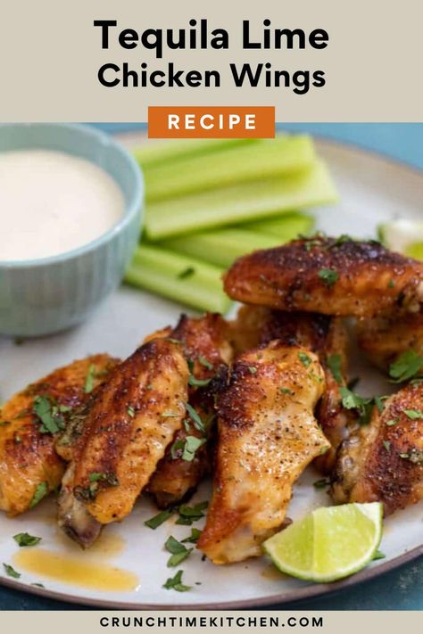 These Tequila Lime Chicken Wings are juicy, crispy, and coated in a sweet Tequila Lime Glaze. Baked, Grilled, Air-fried options included! #chickenwings #gameday #appetizers #tequilalime Tequila Lime Chicken Wings, Lime Chicken Wings, Gameday Appetizers, Tequila Lime Chicken, Best Chicken Wing Recipe, Lime Glaze, Grilled Wings, Chicken Wings Recipe, Football Party Food