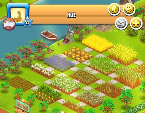 Hay Day Crop Layout, Hay Day Farm Design Crops, Hayday Crop Layout, Hayday Fields Design, Minecraft House Decor, Cottage Minecraft, Hayday Farm Design, Blossom House, Crop Farming