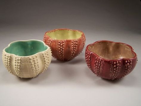 Custom Sea Urchin Serving Bowls by Sandra Lance Pottery | CustomMade.com Clay Works, Sea Urchins, Pottery Form, Ceramic Inspiration, The Perfect Engagement Ring, Pinch Pots, Sea Inspired, Sea Urchin, Sculpture Clay