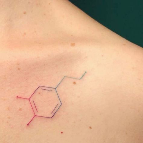 Follow The Dopamine Tattoo, Noradrenaline Tattoo, Dopamine Tattoo Ideas, Chemistry Tattoos, Dopamine Tattoo, Serotonin Tattoo, Chemistry Tattoo, Tattoo Cafe, Feminist Tattoo