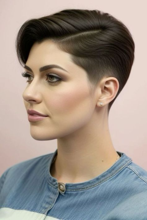 Barbers Cut For Women, Buzz Cuts For Women, Undercut Ideas, Barber Cut, Buzz Cut Women, Short Pixie Bob, Chic Haircut, Barbers Cut, Fade Cut