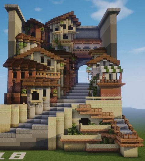 Italian Architecture Minecraft, Mincraft Entryway Ideas, Old Timey Minecraft Builds, Minecraft City Bridge, Minecraft Castle Courtyard, Minecraft Scandinavian House, Minecraft Inspiration Houses, French House Minecraft, Minecraft Brownstone