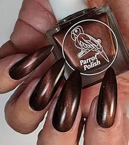 Dark Brown Nails Designs, Dark Nail Polish Colors, Dark Brown Nails, Brown Chrome Nails, Brown Nail Ideas, Brown Chrome, Magnetic Polish, Dark Nail Polish, Brown Nail Polish