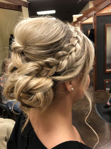 Bridal Hair Detail  Braid into a soft messy low bun Graceful and Stunning! Messy Low Bun, One Braid, Easy And Beautiful Hairstyles, Low Bun Hairstyles, Messy Bun Hairstyles, Low Bun, Hair Skin Nails, Wide Headband, Good Hair Day