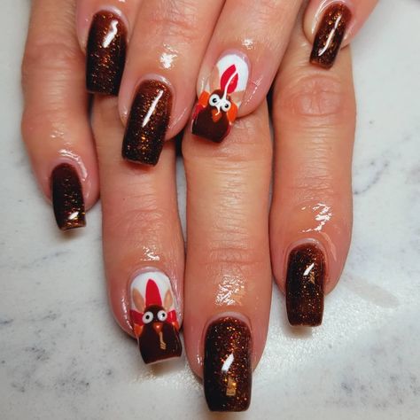 November Nails Thanksgiving, Turkey Nails Acrylic, Thanksgiving Gel Nails Short, Thanksgiving Acrylics, Turkey Nails Designs Holiday, Cute Thanksgiving Nails Simple, Thanksgiving Nail Designs Fall, Thanksgiving Nails Easy, Short Thanksgiving Nails