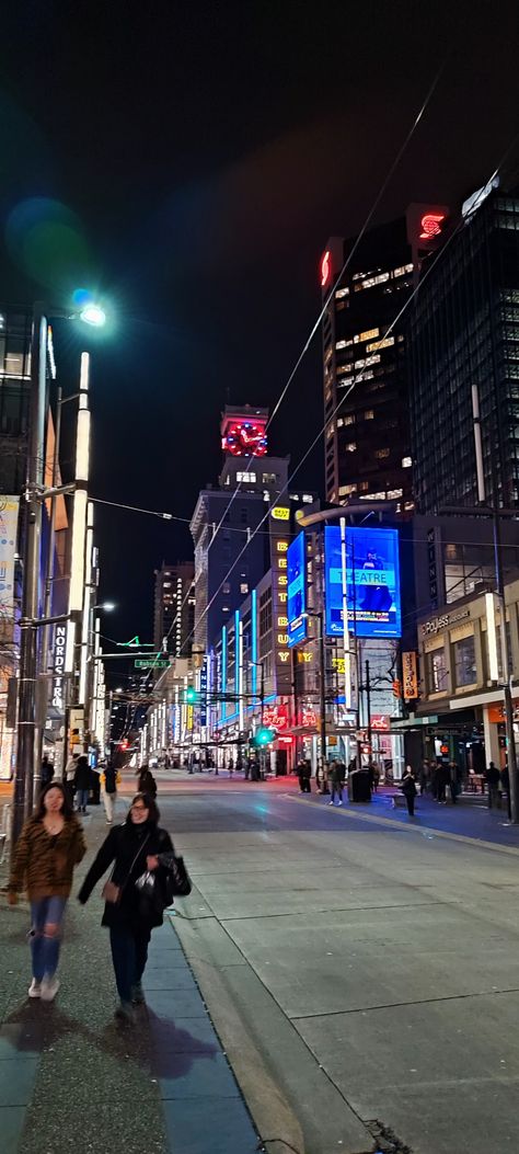 Vancouver Canada Night, Granville Street Vancouver, Vancouver Night, Vancouver Nightlife, Canada Toronto City, Vancouver Photos, Vancouver Skyline, City View Night, Scooby Gang