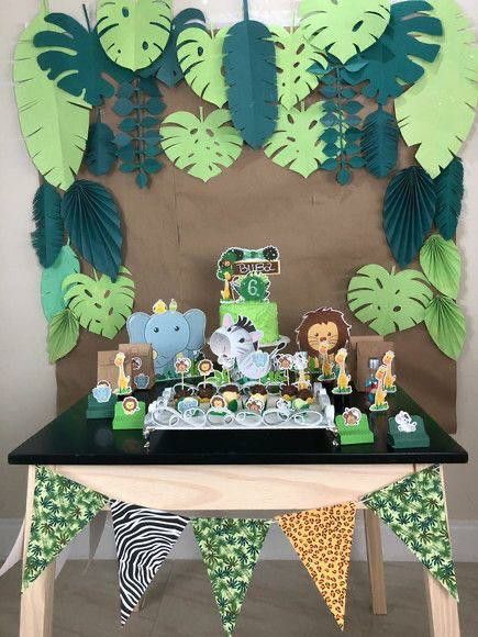 Zoo Theme Birthday, Jungle Theme Birthday Party, Dinosaur Birthday Party Decorations, Lion King Birthday, Deco Jungle, Hawaiian Party Decorations, Jungle Theme Birthday, Jungle Birthday Party, Safari Theme Birthday