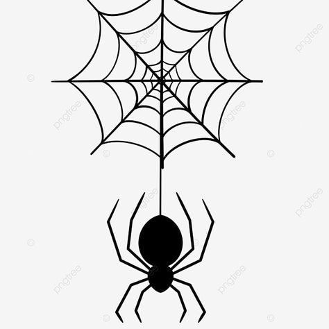 Spider Web Silhouette, Spider And Web Drawing, Halloween Drawings Spider, Spiderman Spider Drawing, Spiderweb Clipart, How To Draw A Spider, Spider On Spider Web, Drawing Of Spider, Cute Spider Drawing