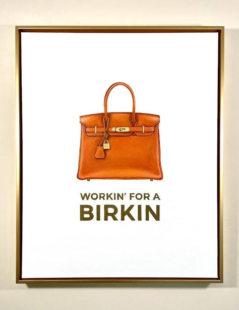 Workin' for a Birkin Painting by Sara Lutz | Saatchi Art Senior Jackets, Orange Purse, Hermes Orange, Pop Art Fashion, Bag Patches, Street Style Bags, Hermes Paris, Fashion Materials, Hermes Bag