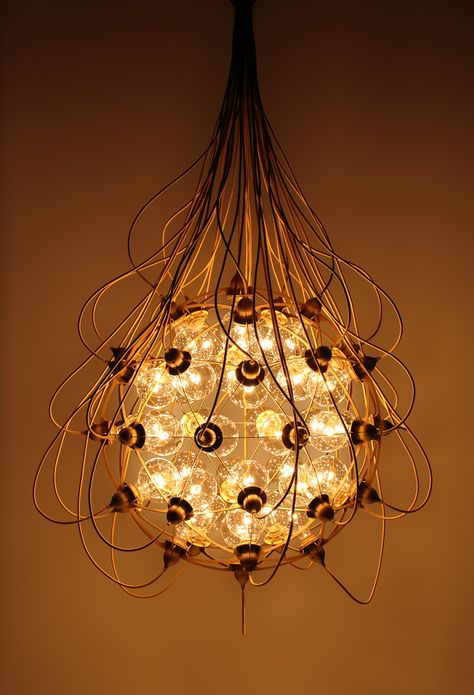 THE BIRTH GOLD / design by h220430 Urban Industrial Decor, Orb Chandelier, Steampunk Lighting, Steampunk Lamp, Sculpture Metal, Diy Lamp, Light Installation, Cool Lighting, Light Art