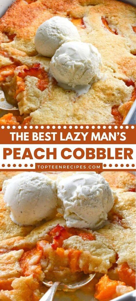 The Best Lazy Man's Peach Cobbler - Top Recipes Best Peach Cobbler Recipe, The Best Peach Cobbler, Good Peach Cobbler Recipe, Best Peach Cobbler, Homemade Peach Cobbler, Fresh Peach Recipes, Lazy Man, Easy Peach Cobbler Recipe, Banana Bread Pudding