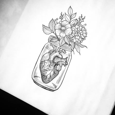 Kunst Tattoos, Body Sketches, Pencil Art Drawings, Black And White Illustration, In A Jar, Anatomy Art, Tattoo Sketches, Art Drawings Sketches, Flower Tattoos