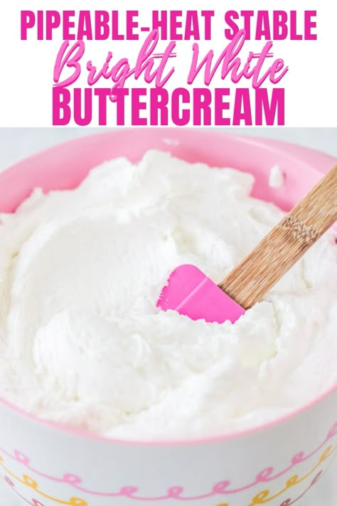 This bright white heat stable pipeable buttercream is perfect for those warmer days and for those cakes you want iced with super white frosting. This buttercream is also perfect for piping. #buttercream #whitebuttercream #pipeablebuttercream #heatstablebuttercream Wedding Cake Frosting, White Buttercream Frosting, Piping Buttercream, Piping Frosting, Sweet Bakes, Best Buttercream, Icing Recipes, White Buttercream, Cake Frosting Recipe