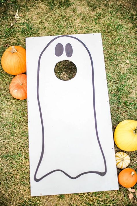 DIY Bean Bag Toss for Easy Carnival Fun Fall Bean Bag Toss, Halloween Bean Bag Toss Diy, Halloween Bean Bag Toss, Fall Festival Bean Bag Toss, Bean Bag Toss Game Diy Kids, Homemade Bean Bag Toss Game, Diy Bean Bag, Backyard Carnival, Corn Hole Diy