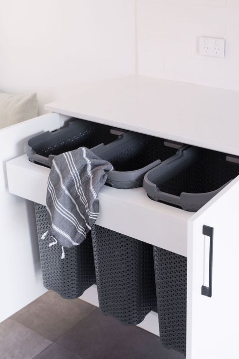 Bathroom Clothes Basket, Laundry Basket Under Bathroom Vanity, Tip Out Laundry Hamper, Laundry Basket Closet Ideas, Diy Hamper Laundry, Laundry Room Clothes Basket Ideas, Diy Hidden Laundry Hamper, Laundry Baskets In Bathroom, Pull Out Laundry Basket