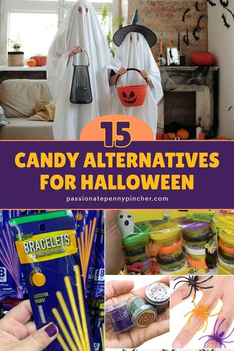 If you are looking for sugar free options this Halloween, we've compiled a list of 15 non candy treats you can give out to trick or treaters that they will really love! Candy Alternatives, Cheap Fall Decor, Teal Pumpkin, Candy Treats, Trick Or Treaters, Food Drive, Halloween 1, Trunk Or Treat, Best Candy