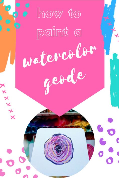 Watercolor Geode, Illustration Gif, Quick Art, White Page, Watercolor Art Diy, Watercolor Beginner, Watercolor Art Paintings, Painted Rocks Kids, Watercolor Projects