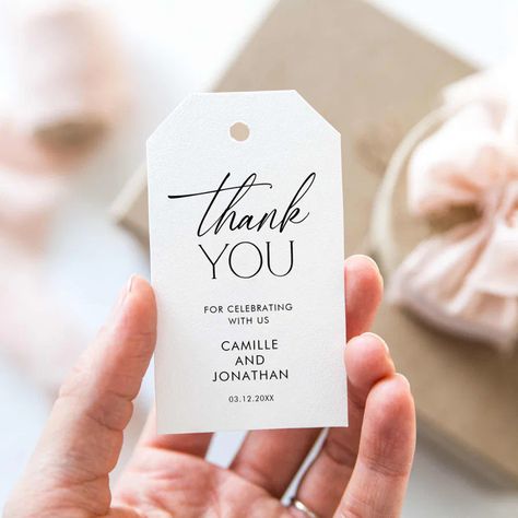 Modern Minimalist Thank you Wedding Favor Gift Tags Thank You Wedding Favors For Guests, Wedding Favor Gift Tags, Wedding Favours Thank You, Wedding Welcome Bags, Wedding Tags, Wedding Favor Bags, Minimal Wedding, Wedding Favor Tags, Wedding Gift Favors