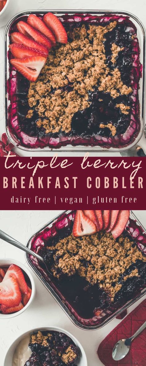 Breakfast Cobbler, Vegan Carrot Muffins, Triple Berry Cobbler, Homemade Nut Milk, Cobbler Topping, Dairy Free Smoothies, Gluten Dairy Free, Berry Cobbler, Berry Breakfast