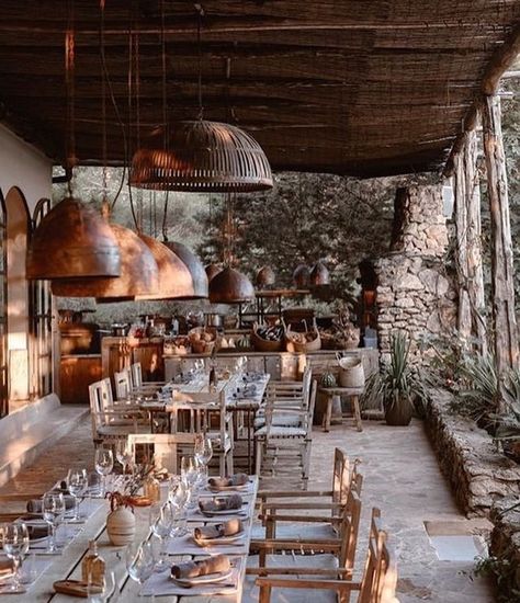 In Praise Of Shadows, Casa Cook, Stone Farmhouse, Rustic Restaurant, Hotel Lounge, Restaurant Ideas, Outdoor Restaurant, Restaurant Interior Design, Outdoor Dining Area