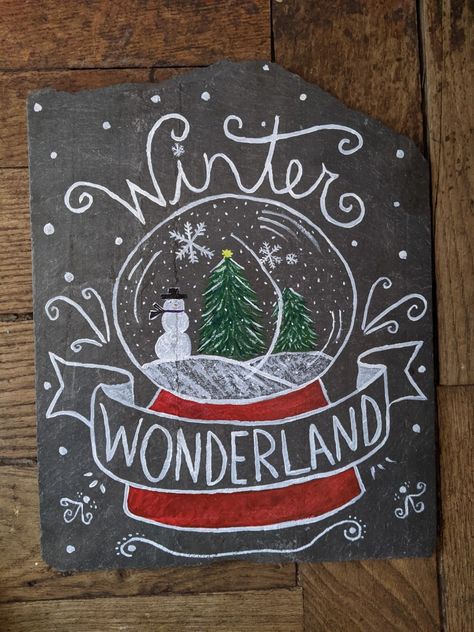 Winter Blackboard Ideas, Winter Chalk Art, Winter Chalkboard Art, Winter Chalkboard Ideas, Winter Chalkboard, Slate Ideas, Chalk It Up, Chalk Drawings, Chalkboard Art