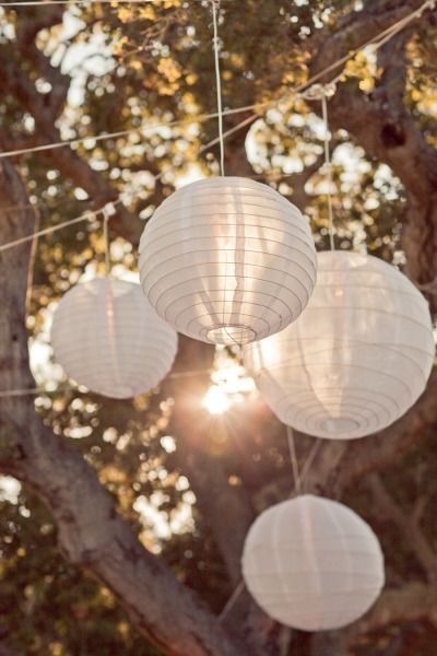 Lanterns In Trees, Lantern Photography, Lanterns Hanging, White Paper Lanterns, Paper Lanterns Wedding, Baby Room Lighting, Japanese Lanterns, Paper Lampshade, Wedding Lanterns