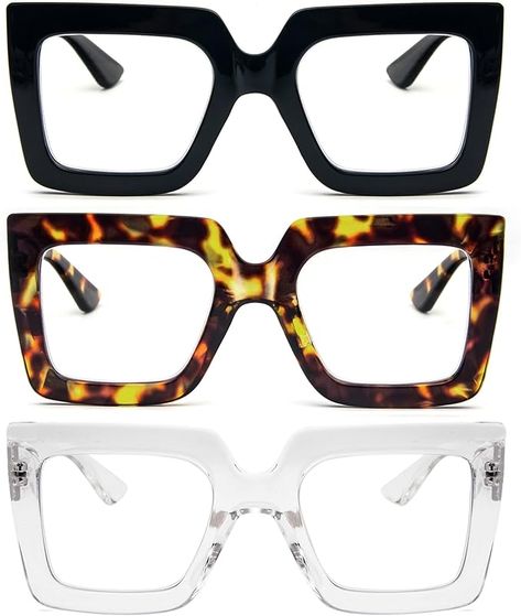 Oversized Reading Glasses - Fashion in a variety of beautiful colors. Wide and thick frames, slightly exaggerated but irresistible, it is a perfect choice for beauty lovers. Whether you're walking down the street, work, or read, this design will make you more attractive. Oversized Reading Glasses, Large Square Glasses, Fun Reading Glasses, Large Frame Glasses, Reading Glasses For Women, Square Reading Glasses, Street Work, Clear Glasses Frames, Wide Face