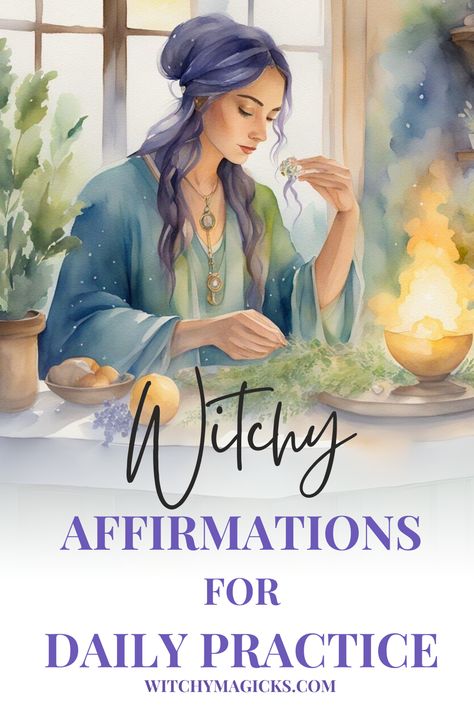 Manifest magic in your life with our witchy affirmations designed for daily practice. These powerful statements help align your energy with your desires, allowing you to attract abundance, love, and success. Incorporate these affirmations into your witchcraft routine and watch your dreams unfold. Start manifesting now!  #WitchyWisdom #Affirmations #Manifestation #Magic #LawOfAttraction Daily Rituals For Witches, Witchcraft Routine, Wiccan Affirmations, Witchy Affirmations, Witch Affirmations, Wiccan Home, Powerful Statements, Solitary Witch, Spells That Actually Work