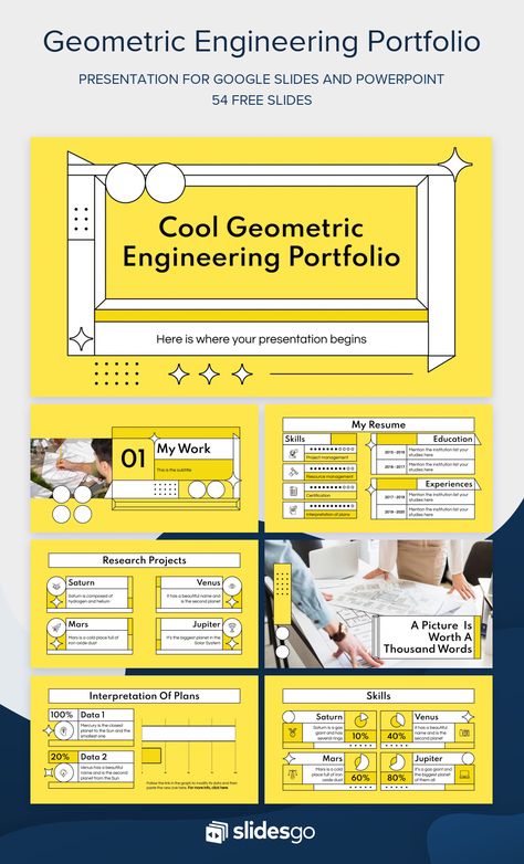 Cool Geometric Engineering Portfolio Engineering Portfolio, Titan Aesthetic, Google Themes, Business Resume, Portfolio Presentation, Slide Presentation, Presentation Design Template, Resume Skills, Power Point Template