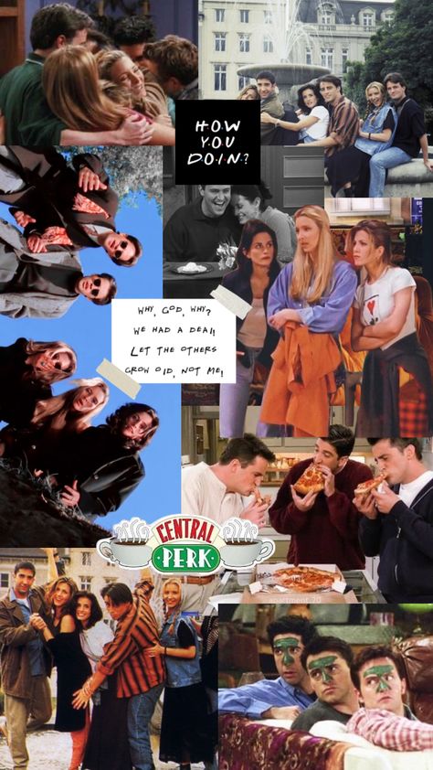 Friends Collage Wallpaper, 90s Romance Movies, Friends Collage Aesthetic, Serial Friends, Friends Collage, Friends (tv Series), Friends Tv Show Quotes, Smelly Cat, Friends Poster