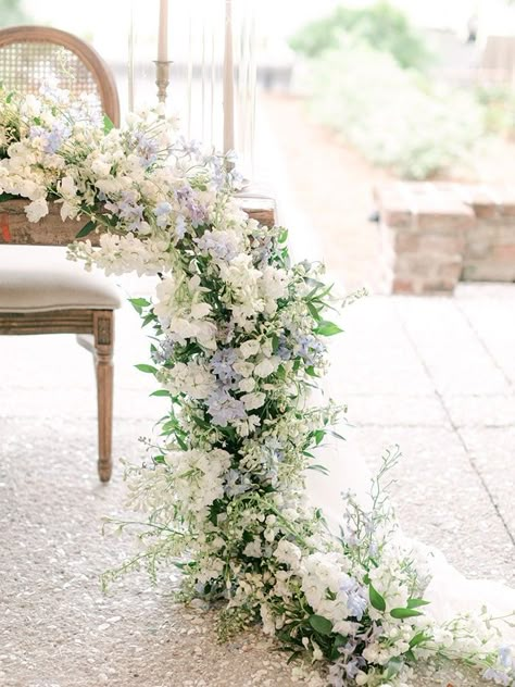 Blue Sweetheart Table Wedding, White Sweetheart Table, Delphinium Wedding, Realistic Wedding, Blue White Weddings, Cape Wedding, Nola Wedding, Table Garland, Long Tables