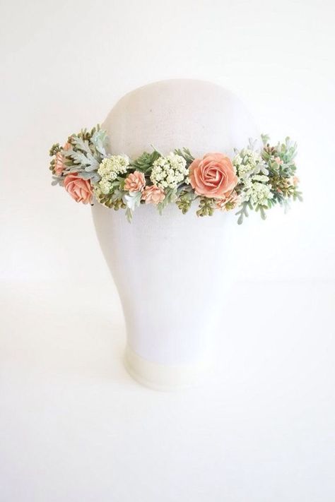 Head Wreath Wedding, Floral Head Wreath, Wedding Coral, Boho Flower Crown, Head Wreath, Bridal Headdress, Hair Wreaths, Coral Wedding, Flower Crown Wedding