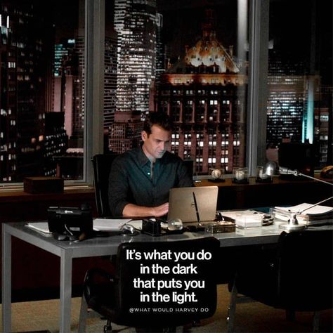 Harvey Specter • Suits on Instagram: “Its what you do in the dark that puts you out in the light. #suits #suitsusa #harvey #gabrielmacht #specter #harveyspecter…” Specter Suits, Suits Quotes, Harvey Specter Suits, Harvey Specter Quotes, Gentleman Quotes, Harvey Specter, Millionaire Quotes, Study Motivation Quotes, Badass Quotes