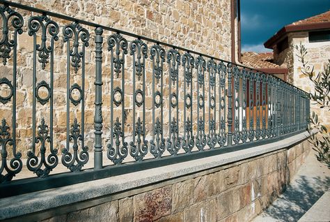 Balconies Design, Victorian Balcony Railings, Vintage Balcony Railing, Wrought Iron Balcony Railing Spanish Style, Cast Iron Railings, Iron Railings Outdoor, Balcony Ballistrades, Iron Balcony Railing, Cast Iron Decor