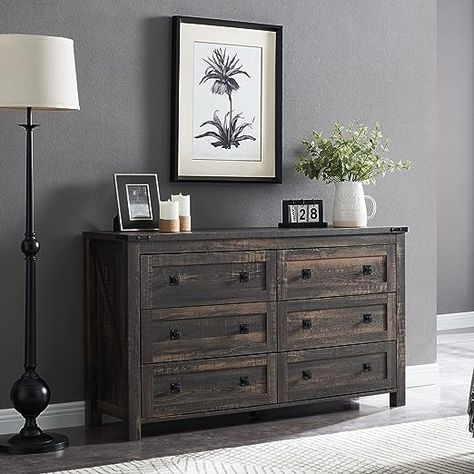 Hallway Dark, Rustic Chest Of Drawers, Farmhouse Dresser, Wide Chest Of Drawers, Bedroom Organization Storage, Accent Storage Cabinet, Cute Furniture, Dresser Organization, Tv Stand Wood