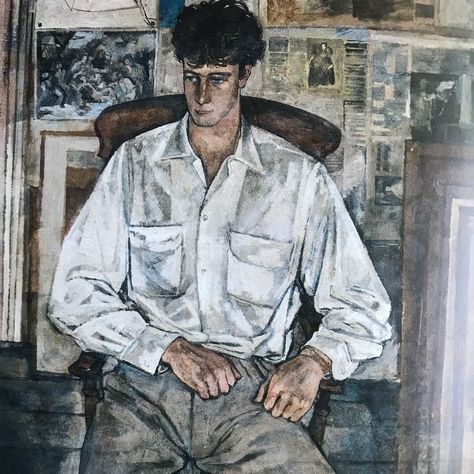 'Portrait of Norman Bowler (detail)' by John Minton. 1952 Famous Self Portraits, Dario Fo, John Minton, Theatre Poster, Writers And Poets, Male Artist, La Face, Artist At Work, Self Portrait