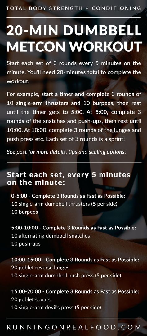 Running On Real Food Workouts, 20 Minute Amrap Crossfit, Emom Workout Dumbbells, Dumbell Wod Crossfit, Crossfit Workouts At Home With Dumbbells, Dumbbell Complex Workout, Crossfit Dumbbell Workout, Dumbbell Wod, Metcon Workout