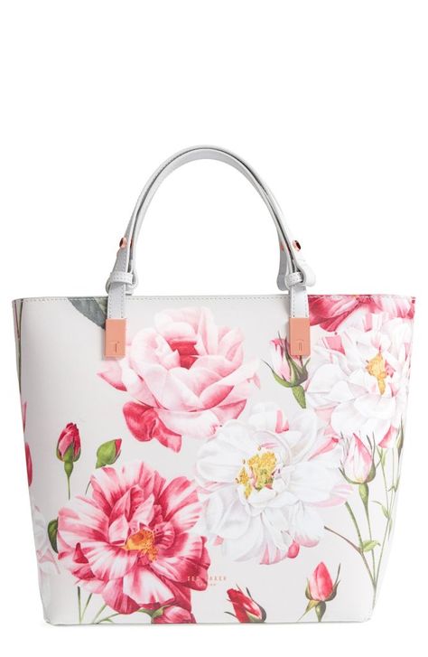 Ted Baker London Adjustable Handle Leather Tote | Nordstrom Ted Baker Bag, Floral Bags, Ted Baker London, Money Bag, Fine Jewellery Earrings, Vintage Brooches, Sneakers For Sale, Tote Handbags, Smooth Leather