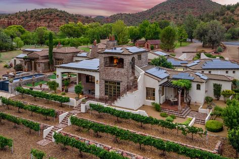 A $19.445 Million Home With Its Own Vineyard Becomes Sedona’s Priciest Listing - WSJ Vineyard House Plans, Small Vineyard House, Wine Country House, House With Vineyard, Modern Vineyard House, Sims 4 Vineyard, Vineyard Building, Home Vineyard, Vineyard Architecture