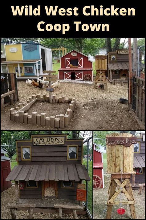 Wild West Chicken Coop Town: Saddle up and cluck on! Discover the charm of our Wild West Chicken Coop Town. Chicken Coop Town, Mini Chicken Coop, Raising Quail, Town Building, Yard Project, Diy Yard, Chicken Coops, The Wild West, Pet Chickens