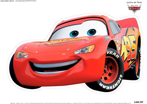 Rayo McQueen de Cars: Centro de Mesa para Imprimir Gratis. - Ideas y material gratis para fiestas y celebraciones Oh My Fiesta! Mcqueen Cars 3, برق بنزين, Cars Disney Pixar, Flash Mcqueen, Hudson Car, Red Sports Car, Cars Birthday Invitations, Jeep Willys, Decoupage Furniture